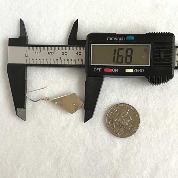 Sterling Silver 925 1.68" Kite Shaped Abalone Shell Inlay Dangle Earrings - Picture 13 of 16